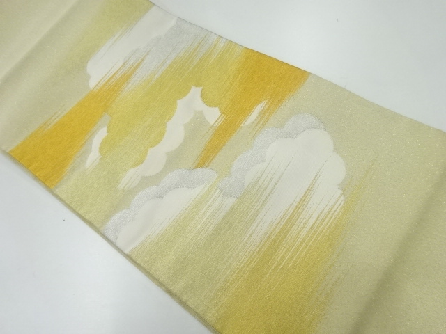 未使用品　杉村製　霞模様織出し袋帯（未仕立て）
