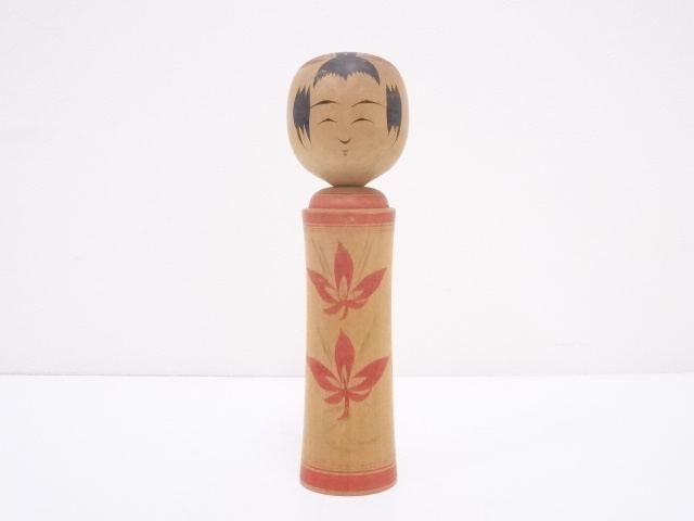 JAPANESE FOLK CRAFT / WOODEN KOKESHI DOLL / 21.6cm / SIGNED ARTISAN WORK 