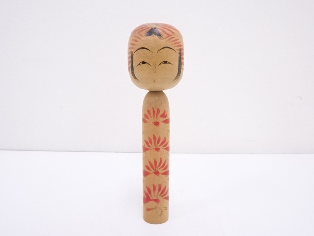 JAPANESE FOLK CRAFT / WOODEN KOKESHI DOLL / 22.3cm / SIGNED ARTISAN WORK 