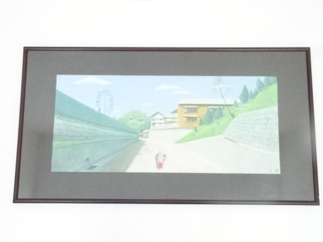 絵画　鷲見麿筆　「指」　肉筆紙本額装