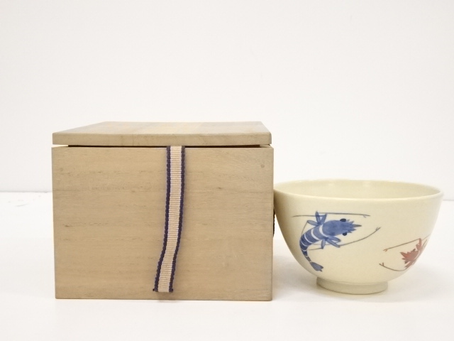 JAPANESE TEA CEREMONY / CHAWAN(TEA BOWL) / KYO WARE / SHRIMP