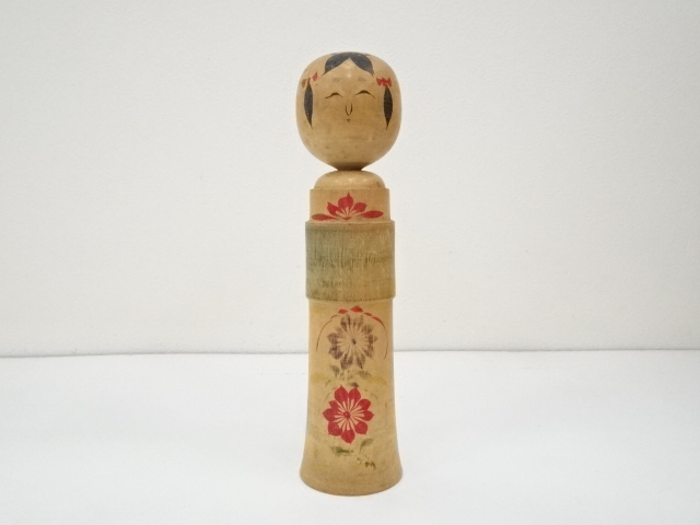JAPANESE FOLK CRAFT / WOODEN KOKESHI DOLL / 24.5cm / SIGNED ARTISAN WORK 