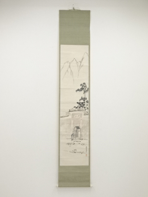 児島虎次郎筆　中国風景　肉筆紙本掛軸（箱付）