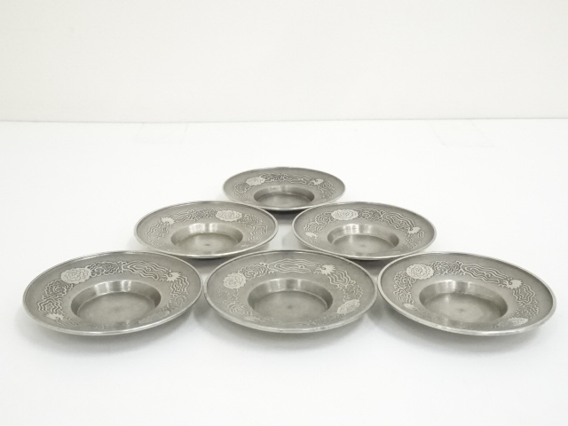 間村自造　錫円式茶托6客（389g）