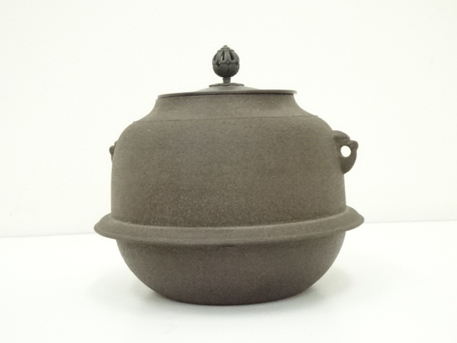 607916 茶道具 金谷浄雲造 唐銅面取風炉 佐藤浄清造 松地紋 - 工芸品
